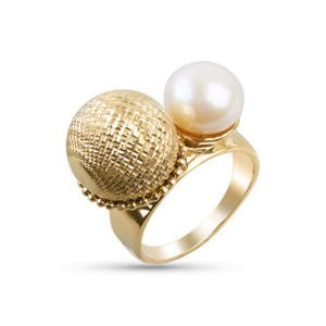 Anello oro 14kt con perla di fiume.Wedding collection.Designer Gabriela Rigamonti