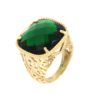 Anello Oro giallo con gemma di smeraldo quarzo verde.Moresque Collection.Designer Gabriela Rigamonti