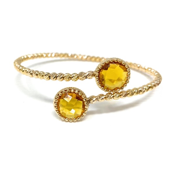 Yellow gold bracelet with lemon quartz gem.Moresque Collection.Designer Gabriela Rigamonti